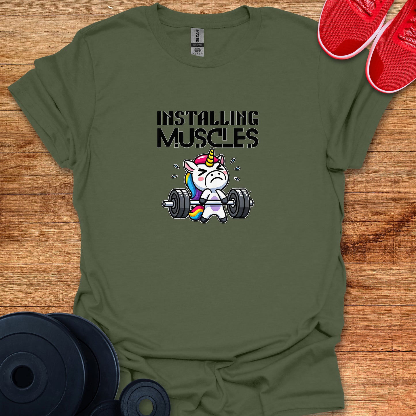 Installing Muscles Unicorn T-Shirt